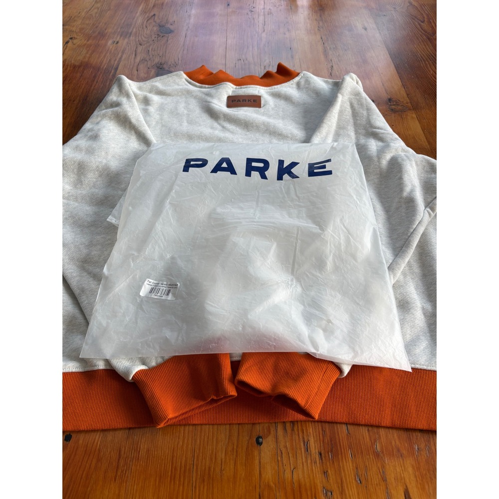 PARKE Two Tone Classic Mockneck Sweatshirt Heather Grey Amber L/XL - Picture 9 of 12